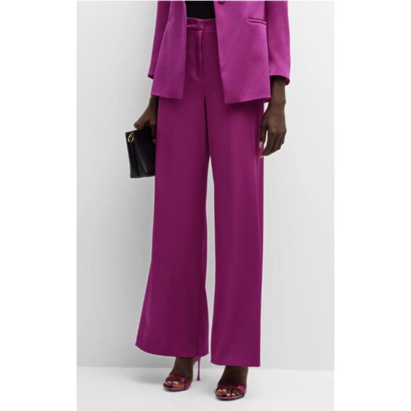 MARELLA Scorza High Rise Wide Leg Satin Pants in Purple Luxury - Size US 10 - Picture 1 of 11